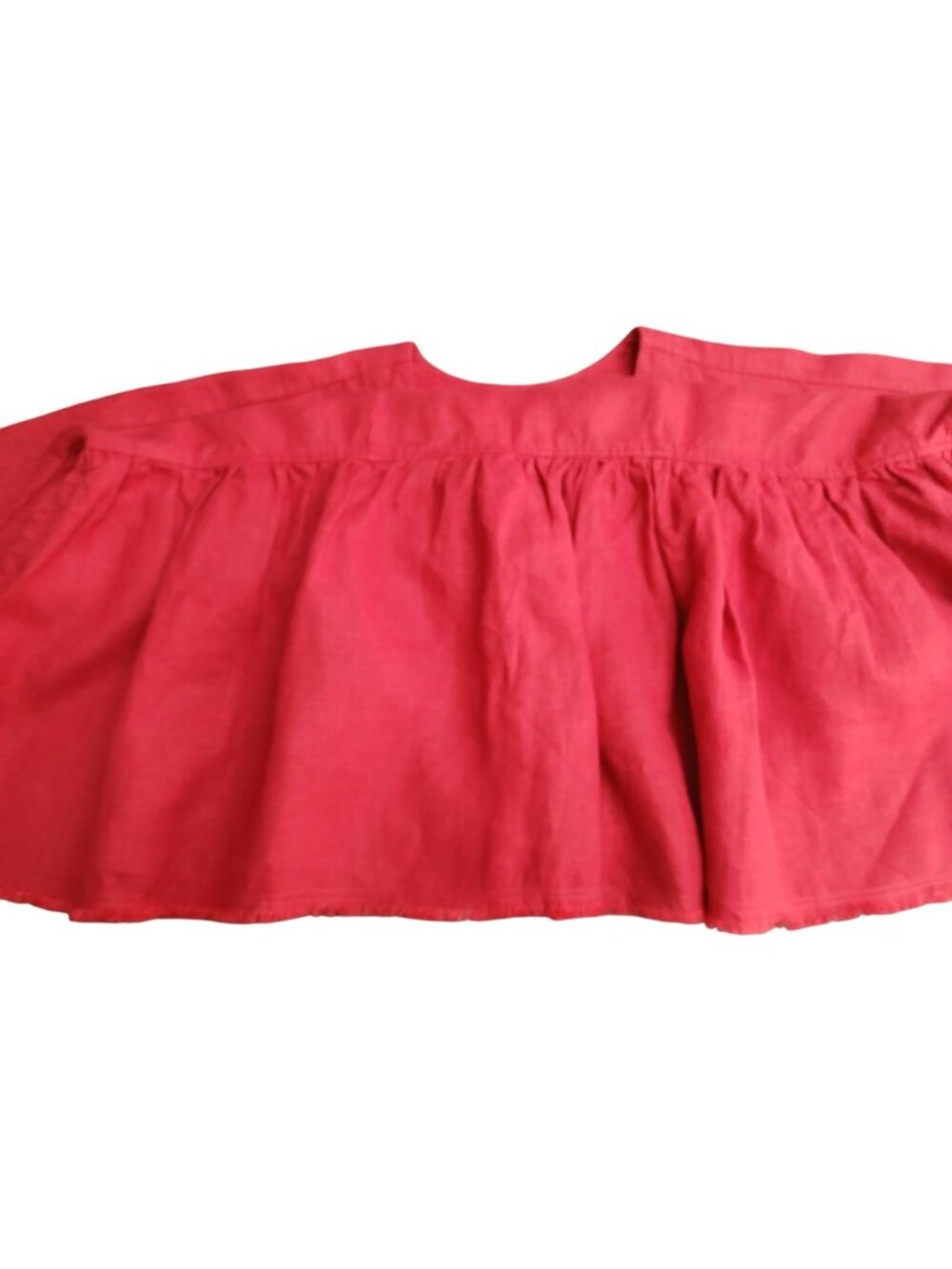 Pavietra Womens Red Linen Peplum Ruffled Peplum Linen Top V Neck - Picture 9 of 12